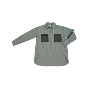 Lululemon Grid Fleece Hiking Overshirt Laurel Green Medium Olive Snap Button Top